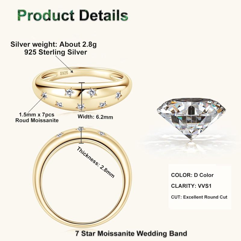 Zircon Gypsy Ring With Cubic Zirconia Star Design - Gold Starlight Band For Women Men Daily Wear Couples Gift - Image 3