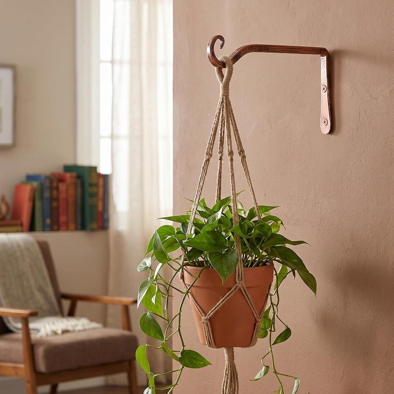 FEED GARDEN 2 Pack 10 Inch Hanging Plant Bracket Wall Hooks Decorative Plant Hangers for Outdoor Hanging Bird Feeders, Wind Chimes, Plant Baskets, Antique Bronze - Image 2