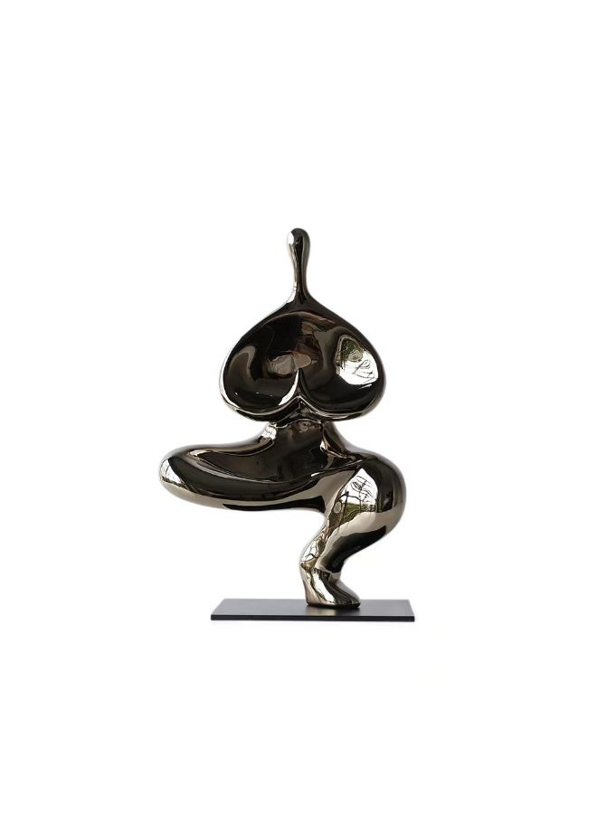 Abstract Yoga Lady Sculpture, Modern Decorative Resin Figure with Mirror Electroplating, 20x12x32cm - Image 1