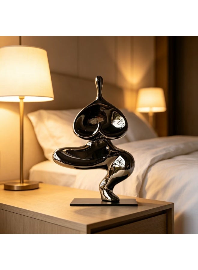 Abstract Yoga Lady Sculpture, Modern Decorative Resin Figure with Mirror Electroplating, 20x12x32cm - Image 4