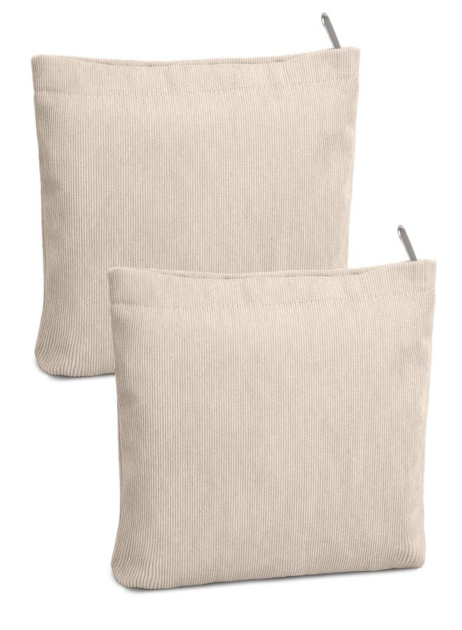 FITDON 2PCS Cosmetic Bags for Women Makeup Bag for Purse Small Corduroy Makeup Pouch Travel Make Up Bag with Zipper Toiletry Bag Organizer, Beige - Image 1