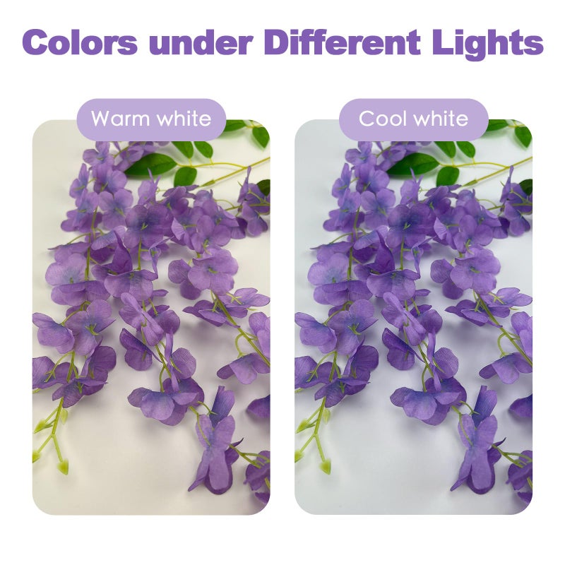 BIRDDIE 24Pcs of Artificial Wisteria Hanging Flowers, 3.75 Feet Fake Wisteria Flower Strings for Backdrop, Wedding, Ceremony,Garden and Home Wall Decoration (Light Purple) - Image 4