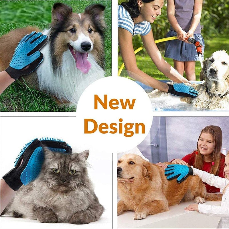 XIBO Slicker Brush Pet Grooming Glove for Dogs and Cats Shedding Small Medium Large Breeds (Blue) Pet Hair Remover Glove-Massage Five Finger for Dog, Cat with Long & Short Fur - Image 2