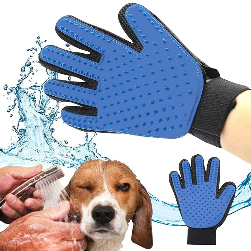 XIBO Slicker Brush Pet Grooming Glove for Dogs and Cats Shedding Small Medium Large Breeds (Blue) Pet Hair Remover Glove-Massage Five Finger for Dog, Cat with Long & Short Fur - Image 5