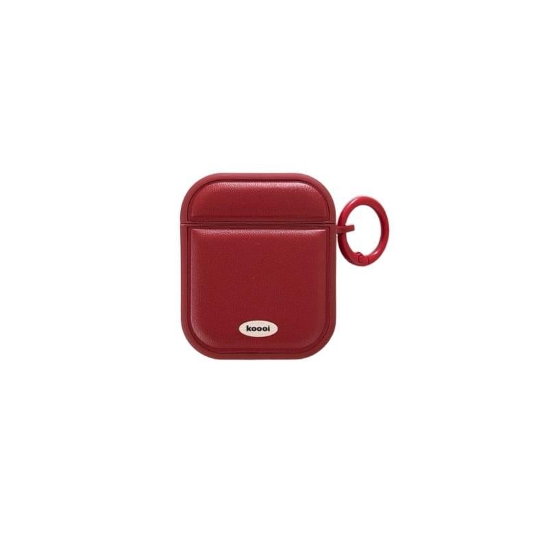 حافظة حماية متوافقة باللون أحمر وحماية من الخدش وحمل يومي خفيف خفيف الوزن مع سماعات AirPods Pro / سماعات AirPods 3 جلدية مع غطاء صلب سهل الحمل للتخزين العملي للتنقل اليومي - Image 1