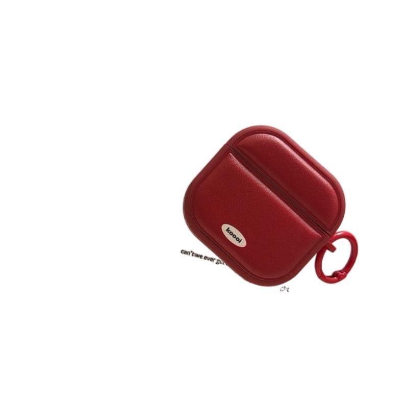 حافظة حماية متوافقة باللون أحمر وحماية من الخدش وحمل يومي خفيف خفيف الوزن مع سماعات AirPods Pro / سماعات AirPods 3 جلدية مع غطاء صلب سهل الحمل للتخزين العملي للتنقل اليومي - Image 5