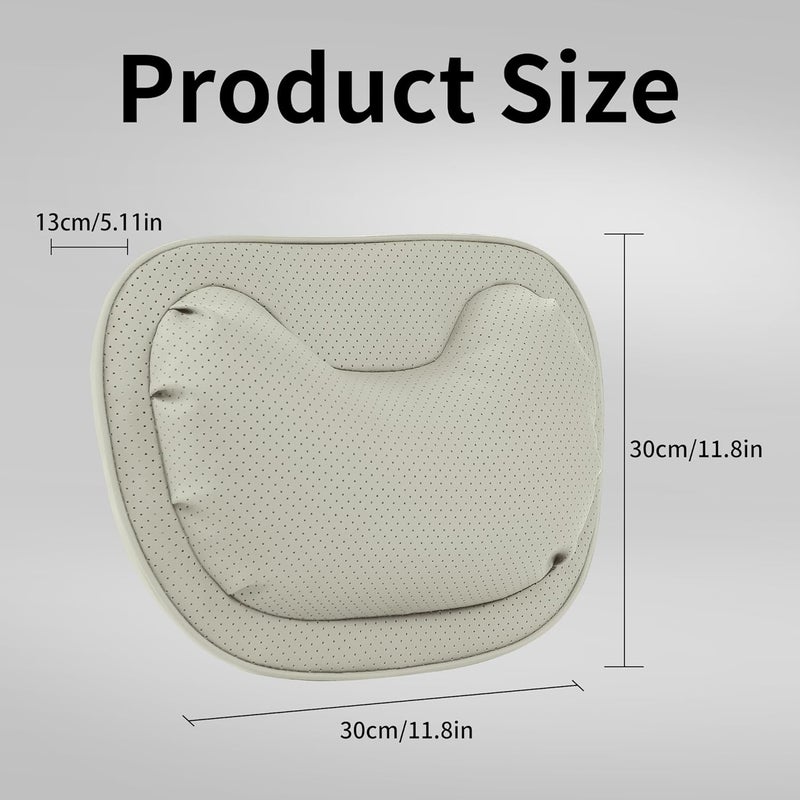 Dapucarin Car Neck Pillow - Soft Comfortable Premium Leather Headrest with Adjustable Strap, Ergonomic Support for Driving, Office & Gaming, Off White (Light Gray), 2 Pack - Image 5
