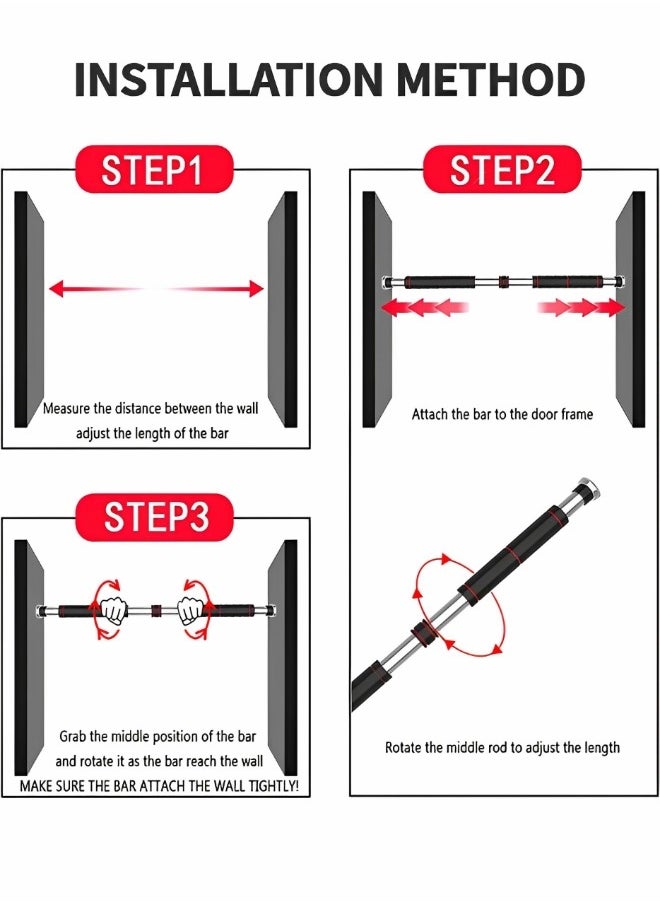 GROIC Pull Up Bar Chin Up Bar, Adjustable 60~100 CM Door Horizontal Bars with Kids Gymnastic Rings Pull up Rings for Home Workout Gym Training Workout Bar Sport Fitness  - Image 5