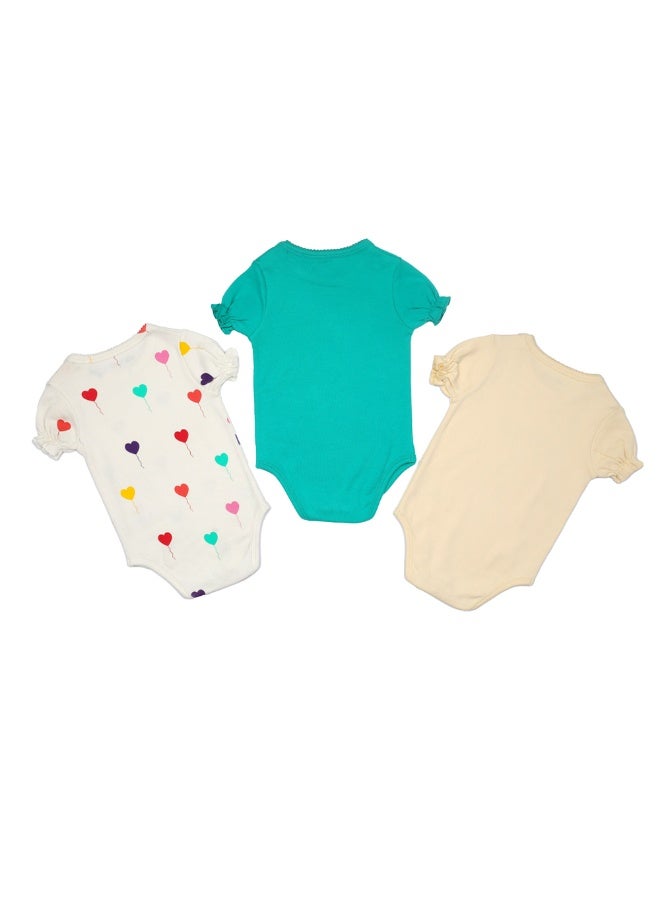 AIKO-Pack of 3 Multicolor Baby Body Suit - Image 4