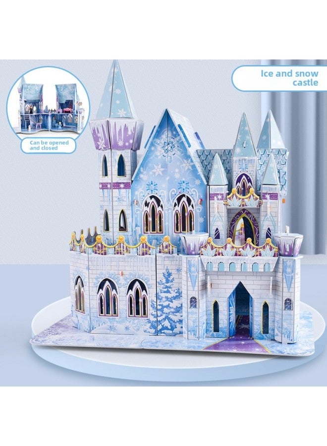 Ice Castle Children's Three-dimensional Puzzle 3d Assembled Model Toy Girl's Patchwork Cottage Birthday Gift-Color:Ice And Snow Puzzle Castle - Image 1