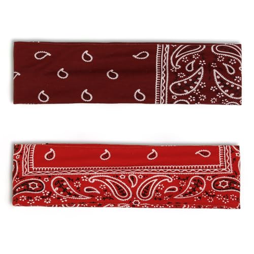 TERSE Paisely Headbands for Women Short Hair Bandana Headbands Non Slip Elastic Sweat Hairbands Soft Fabric Workout Yoga Running Sport Thin Hair Wrap for Girls - Image 3