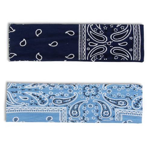 TERSE Paisely Headbands for Women Short Hair Bandana Headbands Non Slip Elastic Sweat Hairbands Soft Fabric Workout Yoga Running Sport Thin Hair Wrap for Girls - Image 4