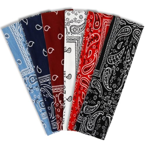 TERSE Paisely Headbands for Women Short Hair Bandana Headbands Non Slip Elastic Sweat Hairbands Soft Fabric Workout Yoga Running Sport Thin Hair Wrap for Girls - Image 1