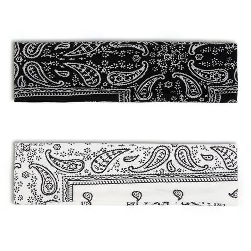 TERSE Paisely Headbands for Women Short Hair Bandana Headbands Non Slip Elastic Sweat Hairbands Soft Fabric Workout Yoga Running Sport Thin Hair Wrap for Girls - Image 2