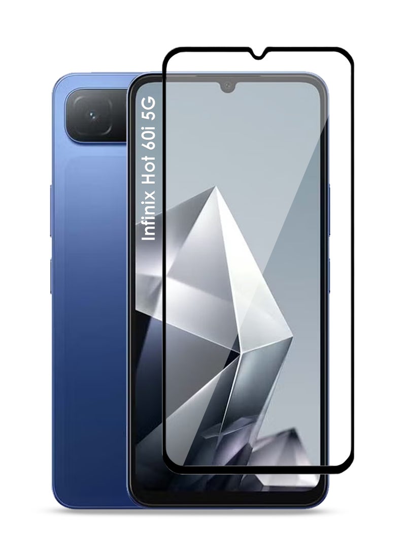 واقي شاشة Infinix Hot 60i 5G - زجاج مقوى فاخر يغطي الشاشة بالكامل، شفافية عالية، لمسة ناعمة، مقاوم للانفجار، حواف منحنية سلسة، سهل التركيب - Image 1