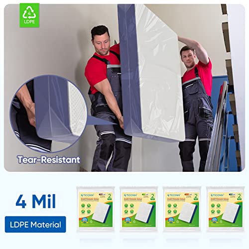 TICONN 2PK Plastic Mattress Bag for Moving Storage, Waterproof Mattress Protector Cover, Heavy-Duty Mattress Moving Supplies (4 mil, Queen) - Image 5