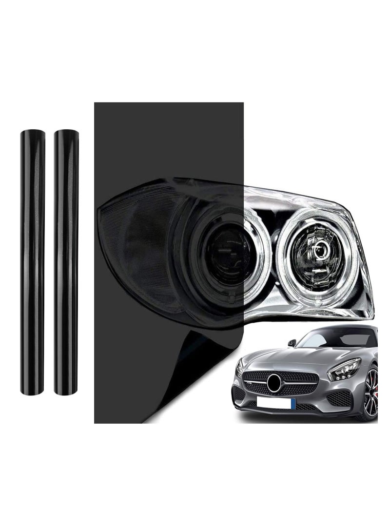 SYOSI 2 Rolls Car Light Tint Film Car Headlight Taillight Fog Light Vivid Vinyl Tint Wrap Protector Cuttable Stretchability Non-Marking Self-Adhesive Decals Car Decor 12 X 48inch - Image 1