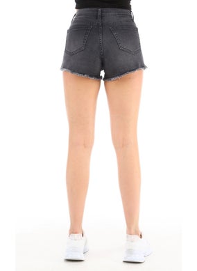 Cedy Denim Women's Milano Anthracite High Waist Tasseled Denim Shorts Mini Jean Shorts C603  - Image 4
