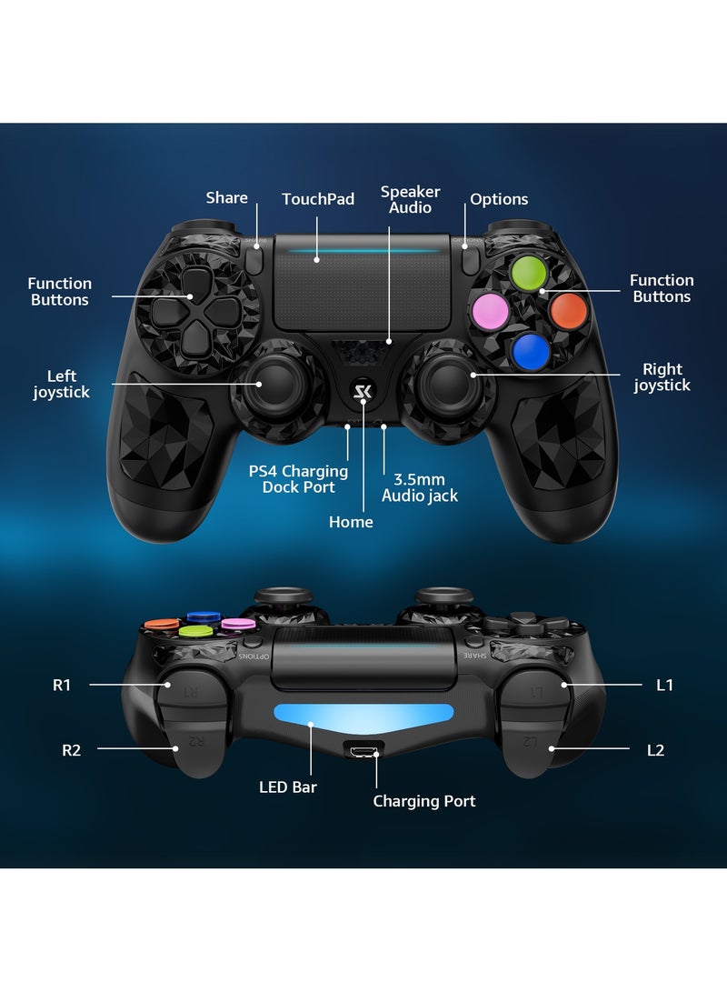 Controller for PS4, Wireless Controller Compatible with PS4/PS3/Android/PC/iOS, PS4 Joystick with Touch Panel, Six Axis Gyroscope, Black  - Image 4