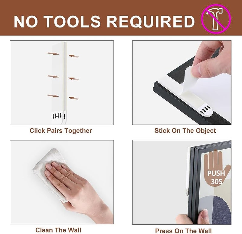 ALMEKAQUZ 24Pair Picture Hanging Strips, Traceless Velcro, Double-Sided Wall Hanging Fixed Stickers, No Punch Hanging Tool, Picture Hanging Kit No Wall Damage for Frames Home Decorations (19x92mm) - Image 4