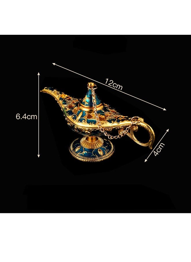 Realfrog Classic Vintage Aladdin Magic Genie Costume Lamp Home Table Decoration & Gift, Golden Blue  - Image 2