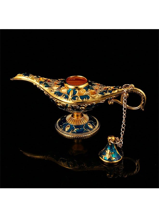 Realfrog Classic Vintage Aladdin Magic Genie Costume Lamp Home Table Decoration & Gift, Golden Blue  - Image 4