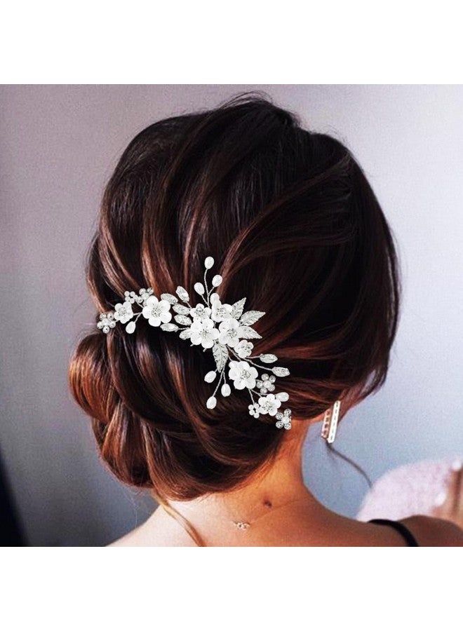 Gorais Flower Wedding Hair Pins Crystal Bridal Hair Pieces Pearl Bride Hair Clips Hair Accessories for Women and Girls (Pack of 3) - Image 2