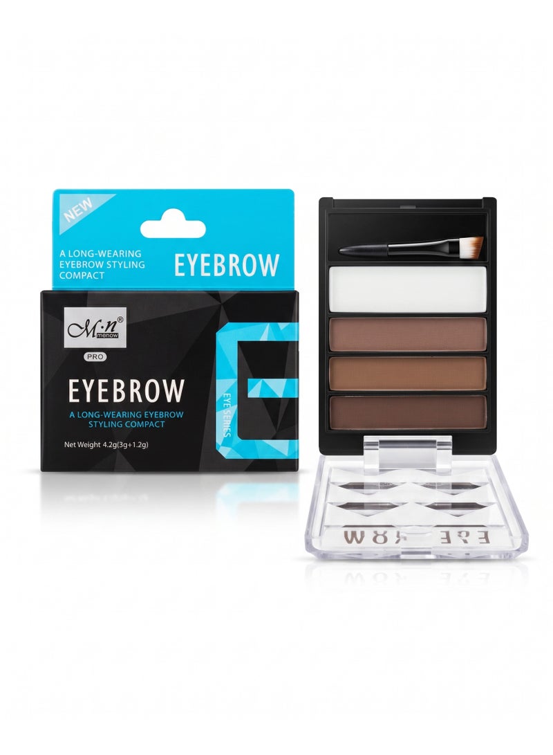 Mn MENOW Menow Pro Long-Wearing Eyebrow powder Styling Compact Kit 4.2g, 02 Brown - Image 2