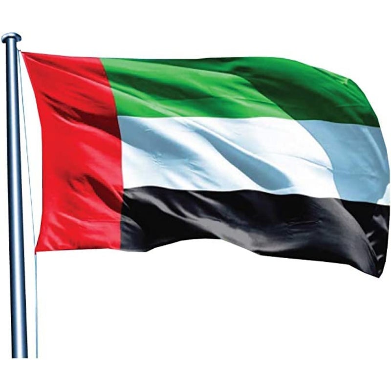 علم دولة الإمارات العربية المتحدة علم الإمارات العربية المتحدة الوطني 90 x 150 cm قماش بوليستر للعرض في الأماكن الخارجية والداخلية بالحجم الرسمي بألوان زاهية مقاومة للتلاشي - Image 5