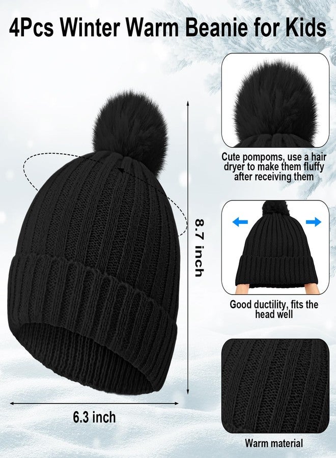 جاجيلي طقم شتوي للأطفال من جاغلي مكون من 18/12 قطعة: قبعة وقفازات ووشاح، قبعة صوفية محبوكة للأطفال، قفازات كاملة الأصابع، أوشحة مزينة بشرابات (لون ماكارون، 12 قطعة). - Image 2