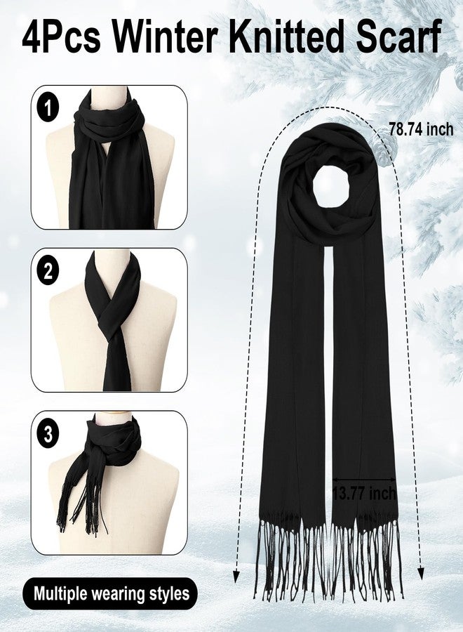 جاجيلي طقم شتوي للأطفال من جاغلي مكون من 18/12 قطعة: قبعة وقفازات ووشاح، قبعة صوفية محبوكة للأطفال، قفازات كاملة الأصابع، أوشحة مزينة بشرابات (لون ماكارون، 12 قطعة). - Image 4