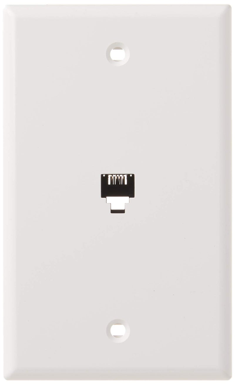 Leviton Standard Telephone Wall Jack 6P4C Screw Terminals 40249W White