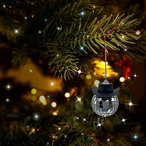 spansee Black Disco Ball Cowboy Hat Car Accessory, Mirror Ornament, Interior Accessories - Image 3