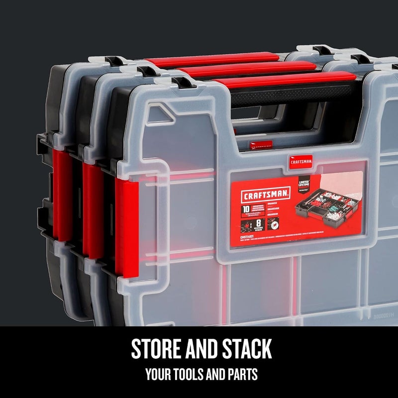 CRAFTSMAN Storage Organizer, Small Parts Organizer, 3-Packs with 10-Compartments, Lid Includes Secure Latch  (CMST60964M) - Image 4