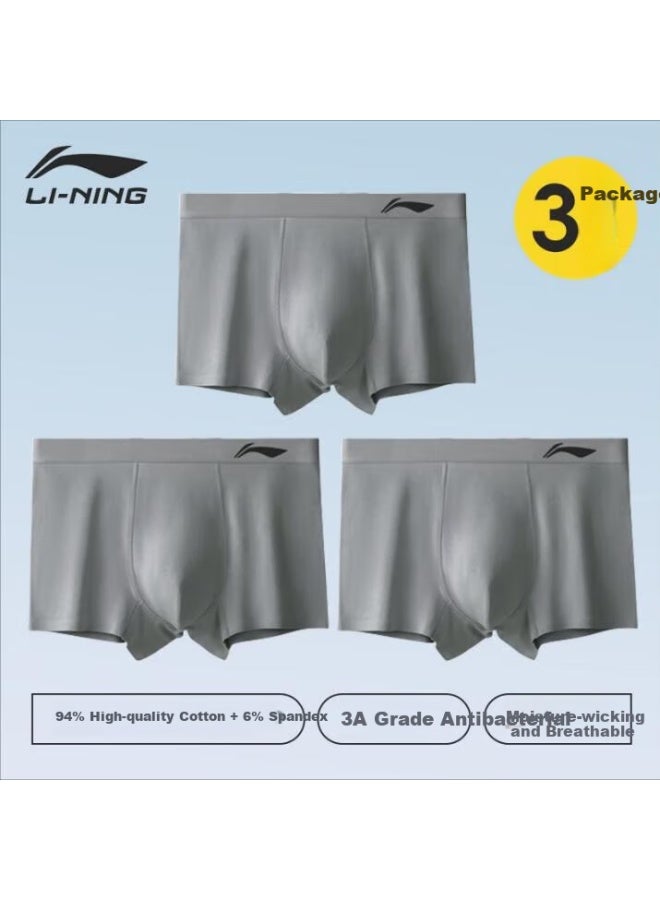 Li-Ning Li-ning Men's Sports Underwear [3-pack] Men's Moisture-wicking Breathable Comfortable Mid-waist Flat-angle Four-corner Pants Skin-friendly Underpants 
