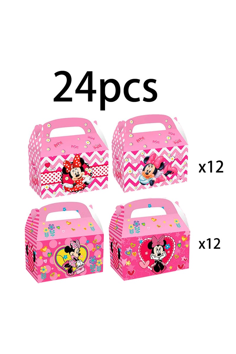 إيروريكس علبة ميني ماوس 9.5×9.5×16 سم، 24 قطعة (12 قطعة/24 قطعة)، حقيبة هدايا لحفلات ديزني ميني وميكي ماوس الكرتونية - ألوان