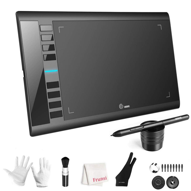 Ugee Graphics Drawing Tablet, UGEE M708 10 x 6 inch Large Drawing Tablet with 8 Hot Keys, Passive Stylus of 8192 Levels Pressure, UGEE M708 Graphics Tablet for Paint, Design, Art Creation Sketch Black - Image 1