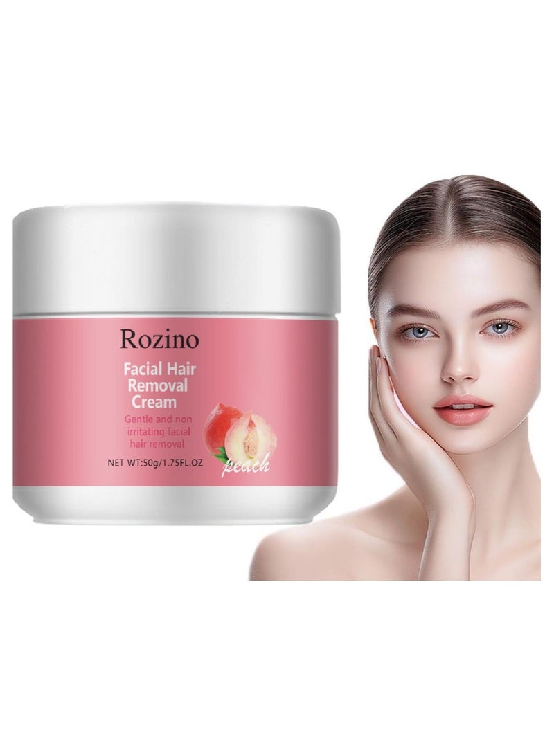 روزينو كريم إزالة الشعر للوجه، كريم إزالة الشعر للبشرة الحساسة، كريمات إزالة الشعر بدون ألم، مزيل شعر الوجه والشفة العليا والدقن، بشرة ناعمة بشكل واضح في 5 دقائق فقط، لطيف ومريح - Image 1