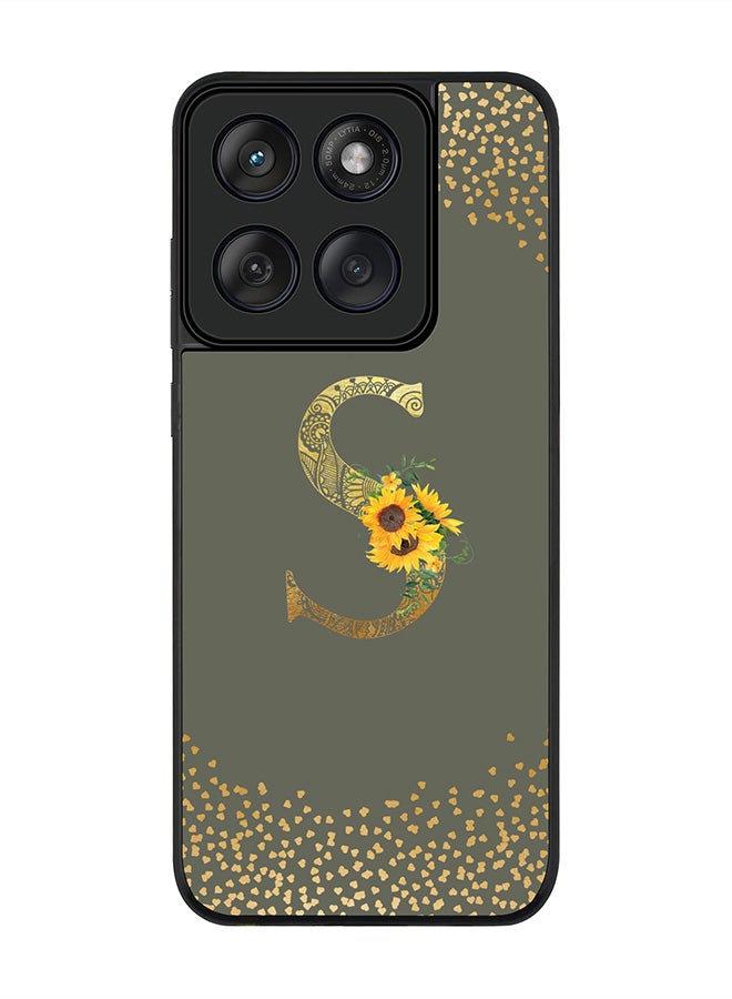 Stylizedd For Motorola MOTO Edge 60 Fusion/ Edge 60 Case,Slim fit Camera Protection, Shockproof Thin Phone cover  - Custom Floral Monogram - S  (Olive Green ) - Image 1