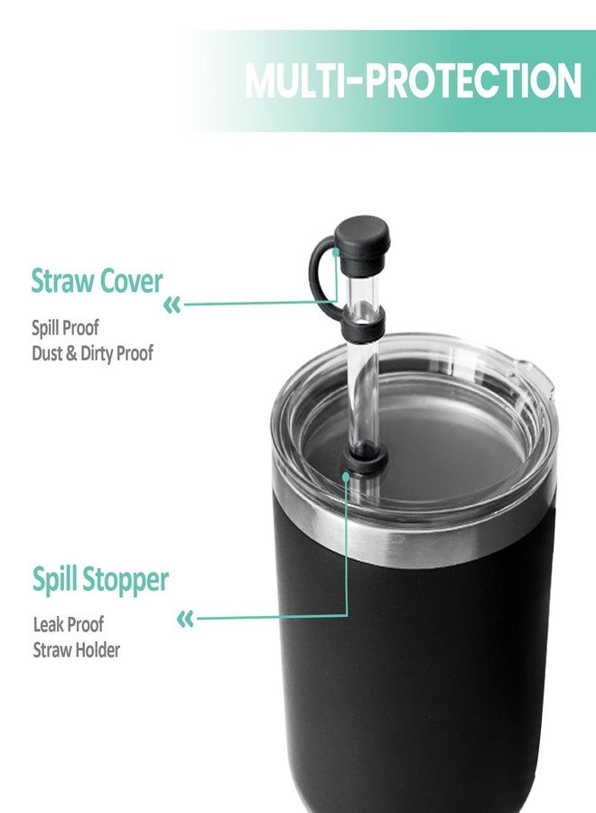 SUZAMED Spill Stopper for YETI Straw Cup, 4 Sets Silicone Leak Stopper Compatible with YETI Tumbler, Leak Proof Kit of YETI Mug Accessories Including 4 Straw Cover, 4 Leak Proof Stopper (Black 4PCS) - Image 4