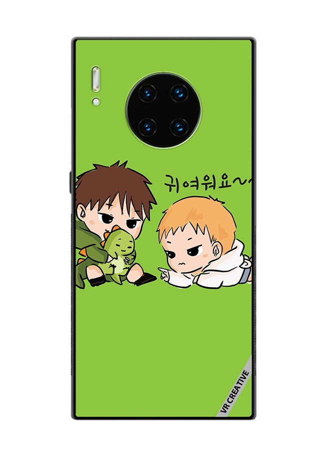VR CREATIVE Protective Case Cover For Huawei Mate 30 Pro Two Cute Kids Playing With Dino Design Multicolour - Image 1