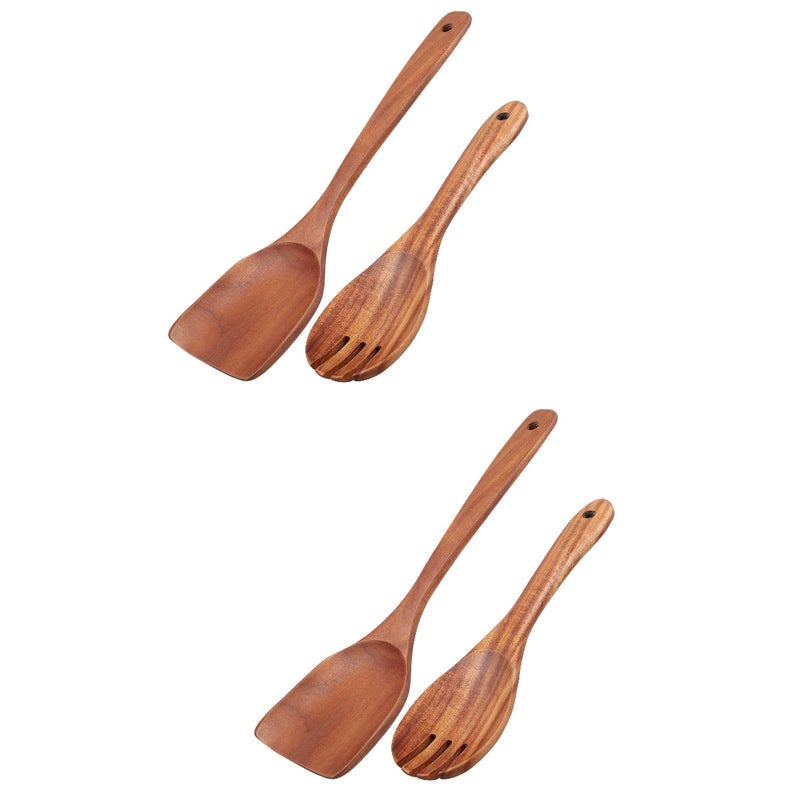 2 Sets Salad Servers Salad Serving Utensil Spatula Fork Mixing Spoon Reusable Spork - Image 1