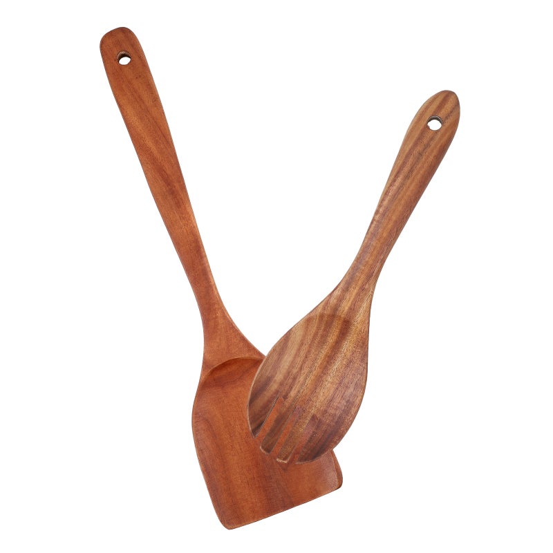 2 Sets Salad Servers Salad Serving Utensil Spatula Fork Mixing Spoon Reusable Spork - Image 5