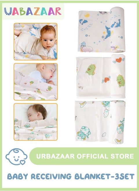 Muslin Swaddle, Baby Blanket, Burp Cloth - Large Muslin Bamboo Cotton (Pack of 3)