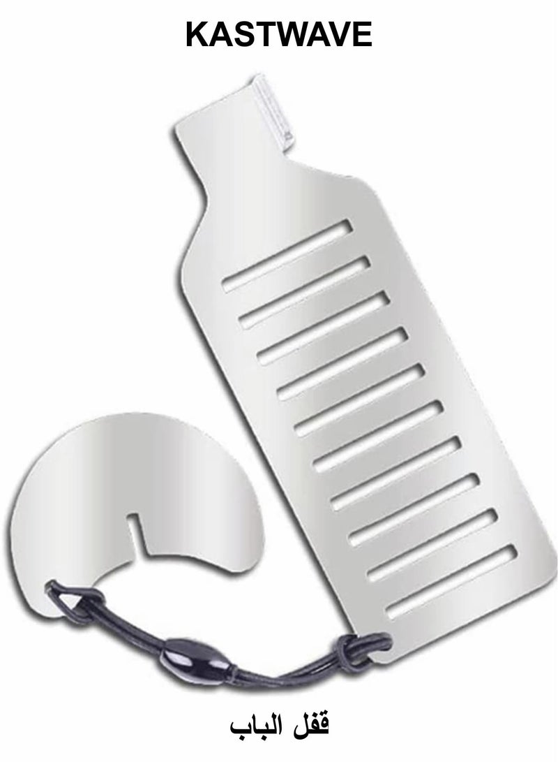 Portable Door Lock, Travel Lock Punch-Free Security Privacy Portable Security Door Stop Stainless Steel Travel Door Lock - Image 1