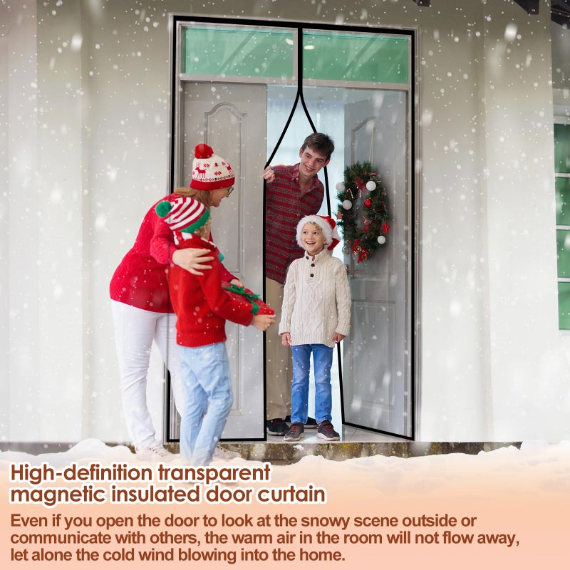 SmoothNovelty Clear Magnetic Thermal Insulated Door Curtain Transparent Magnet Patio Door Cover Auto Closer Keep Warm in Winter Windproof Insulated Self Sealing for Room Home Kitchen(72 x 80 Inch) - Image 5