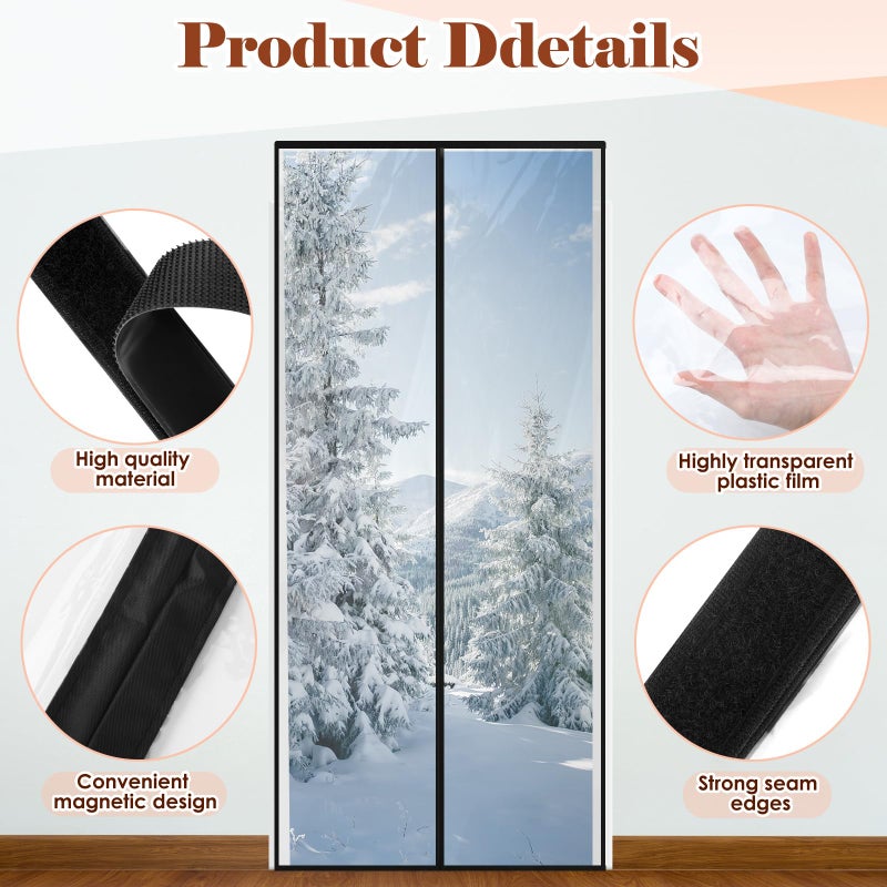 SmoothNovelty Clear Magnetic Thermal Insulated Door Curtain Transparent Magnet Patio Door Cover Auto Closer Keep Warm in Winter Windproof Insulated Self Sealing for Room Home Kitchen(72 x 80 Inch) - Image 4