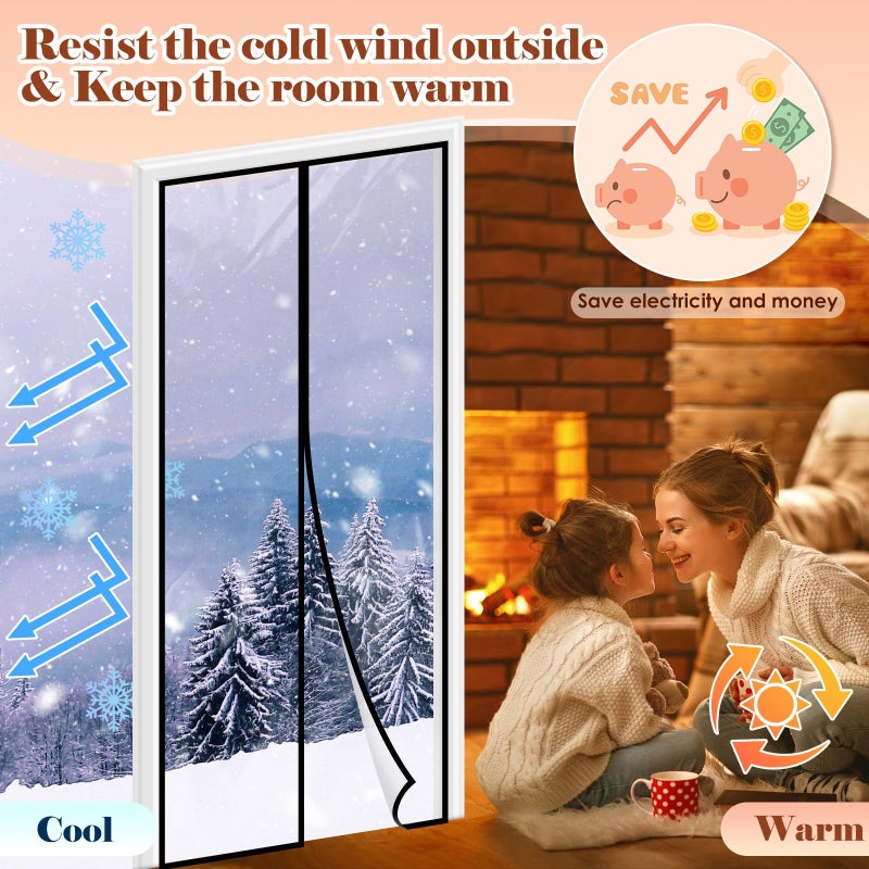 SmoothNovelty Clear Magnetic Thermal Insulated Door Curtain Transparent Magnet Patio Door Cover Auto Closer Keep Warm in Winter Windproof Insulated Self Sealing for Room Home Kitchen(72 x 80 Inch) - Image 3
