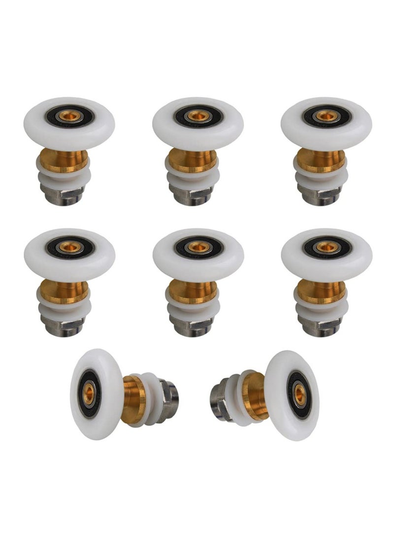 SYOSI 8PCS Bathroom Sliding Door Pulleys, Shower Door Wheels Set Quiet Glass Door Rollers Bathroom Door Glide Wheels Sliding Door Wheel Replacements Sliding Shower Door Components（White） (Large)  - Image 1