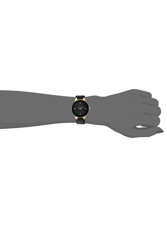 Armitron Women's Genuine Diamond Dial Leather Strap Watch, 75/5410, Black/Gold, 30mm, Quartz Watch - Image 3